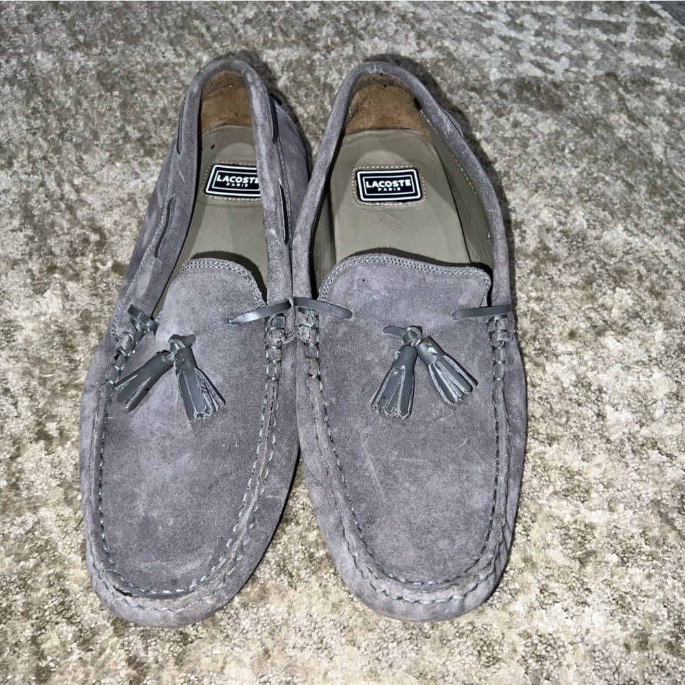 LACOSTE GRAY SUEDE LOAFERS men’s size 9.5